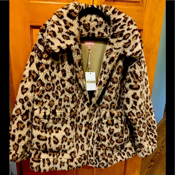 MuMu Leopard Fleece Coat - NWT size XL - Picture 1 of 4